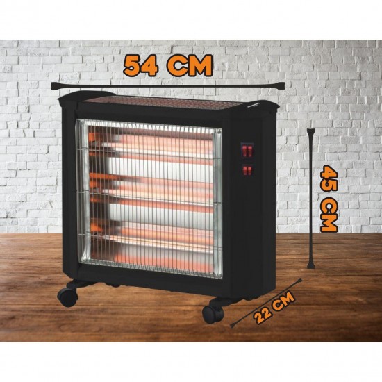 Radiator quartz Hausberg HB 8800, 2000 W, 4 tuburi quartz, 2